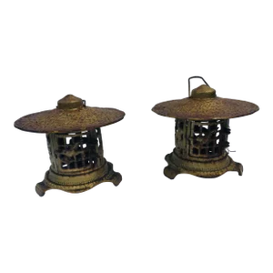 1970s Chinese Iron Garden Lanterns - a Pair
