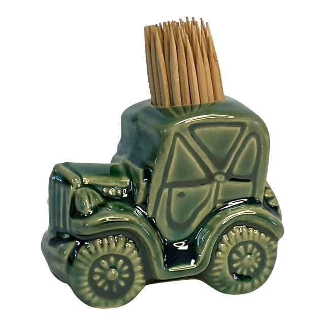 1950s Mid-Century Boho Chic Americana Ceramic Car Toothpick Holder For Sale