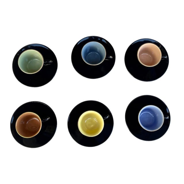 Ceramic Set of Six Colorful Cups, Ditmar Urbach, Czechoslovakia, 1950s For Sale - Image 7 of 11