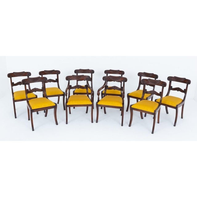 Regency Dining Chairs in Mahogany, 1920s, Set of 10 For Sale - Image 8 of 8