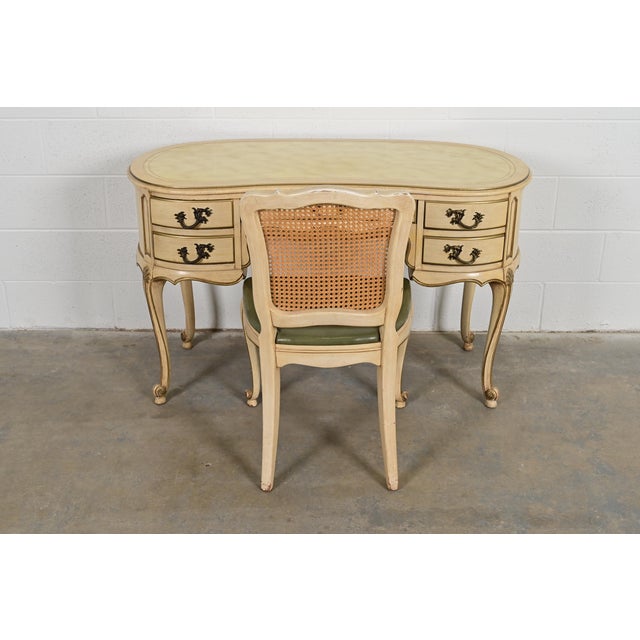 A gorgeous French Provincial Louis XV style kidney-shaped ladies writing desk with desk chair In the manner of John...