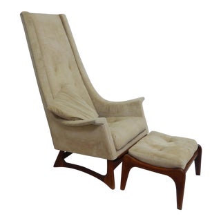 1960s Vintage Adrian Pearsall Sculptural High Back Lounge Chair and Ottoman For Sale