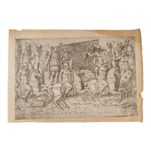 17th Century Italian Old Master Copper Plate Etching Engraving of Roman Soldiers