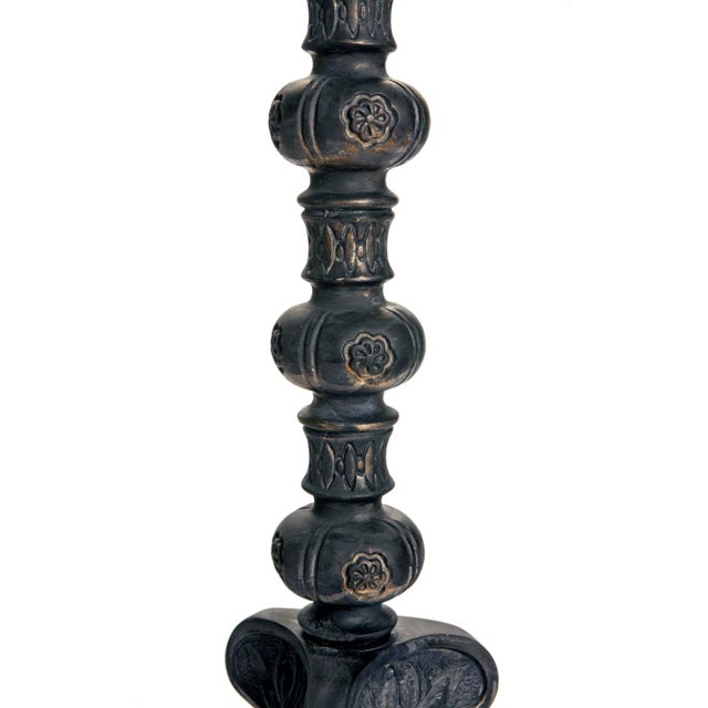 1950s 1950s Ebony Lamp & White Shade For Sale - Image 5 of 10