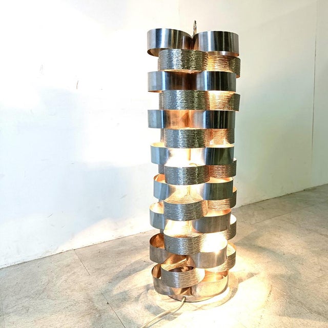 Metal Vintage Floor Lamp attributed to Gaetano Sciolari, 1970s For Sale - Image 7 of 12