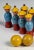 Blue Toy Bowling Game with Figures in Yellow Hats and Balls, 1940s, Set of 12 For Sale - Image 8 of 9