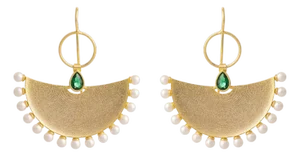 Divine Cleopatra Pearl & Enamel Dangle Earrings, A Pair