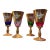 Vintage Venetian Italian Gilt and Enameled Tre Fuochi-Style Wine Glasses, Set of 4 For Sale