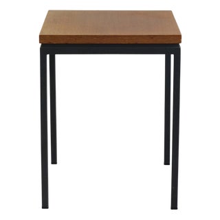 Small Square Side Table in Tubular Steel and Teak, 1960s For Sale