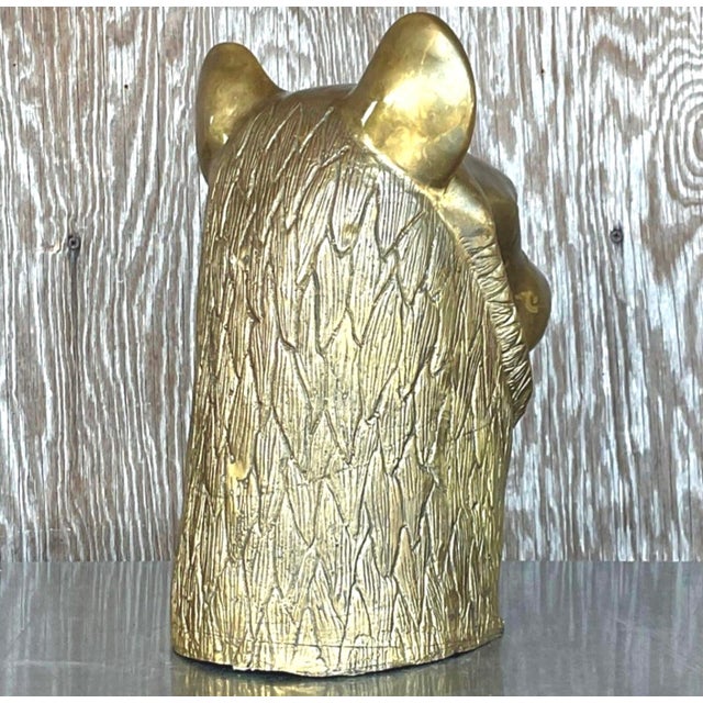 Late 20th Century Vintage Brass Tiger Head Sculpture For Sale - Image 5 of 14