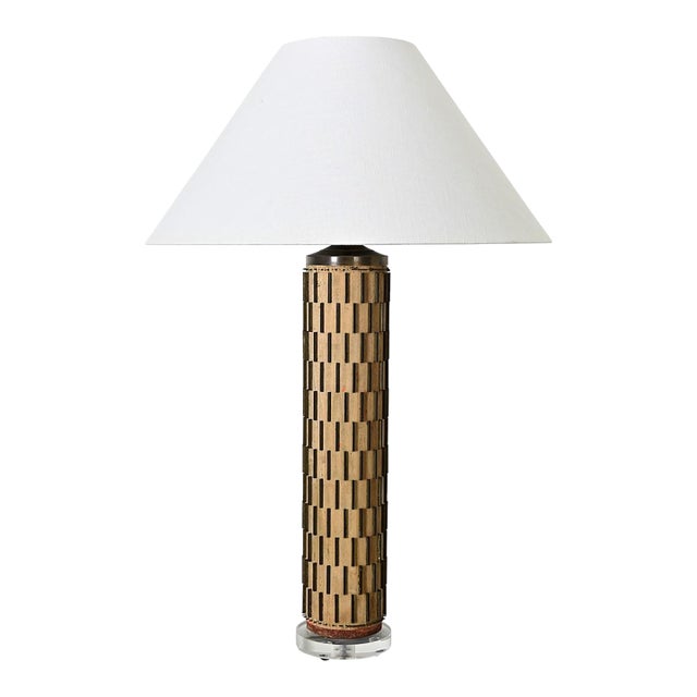 Vintage Lamp Made From Wallpaper Ink Roller For Sale