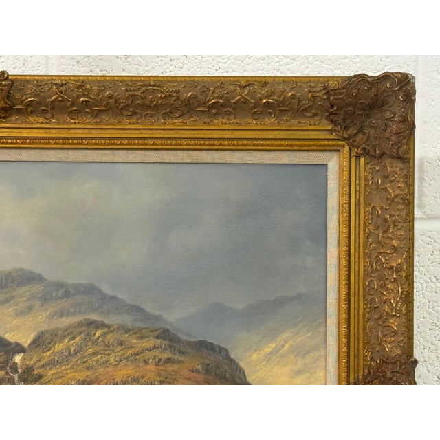 Sheep by Mountain Waterfall in Lake District England an Original Oil on Canvas 1990 Circa For Sale - Image 4 of 16