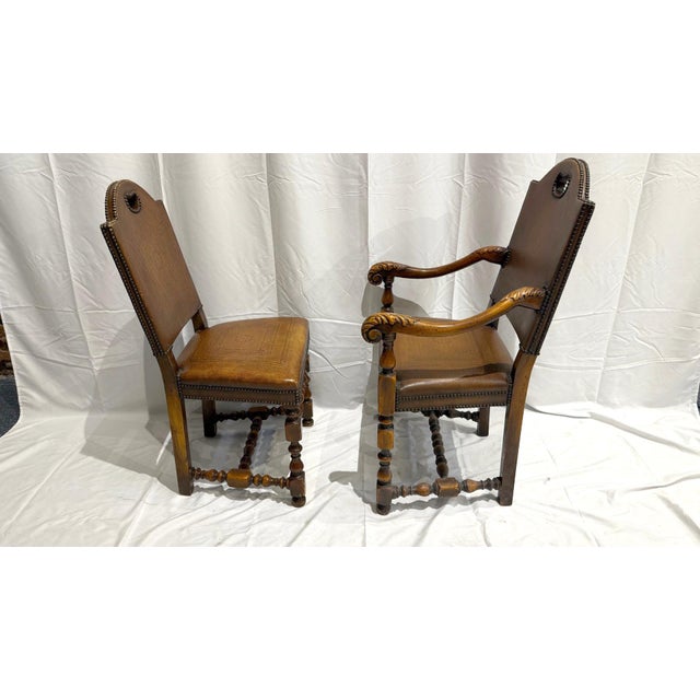 2000 - 2009 2000s Theodore Alexander Buffalo Hide Leather Dining Chairs - Set of 8 For Sale - Image 5 of 12