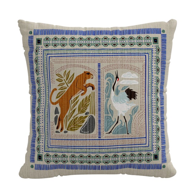 Not Yet Made - Made To Order 20" Pillow with Feather Insert in Fauna Blue For Sale - Image 5 of 5