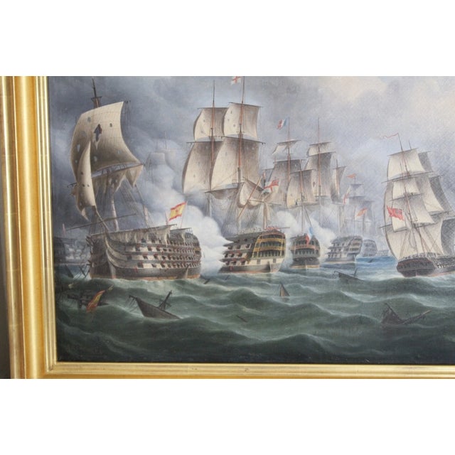 Late 19th Century r.b. Spencer "The Battle of Trafalgar" Oil on Canvas Framed For Sale - Image 11 of 18