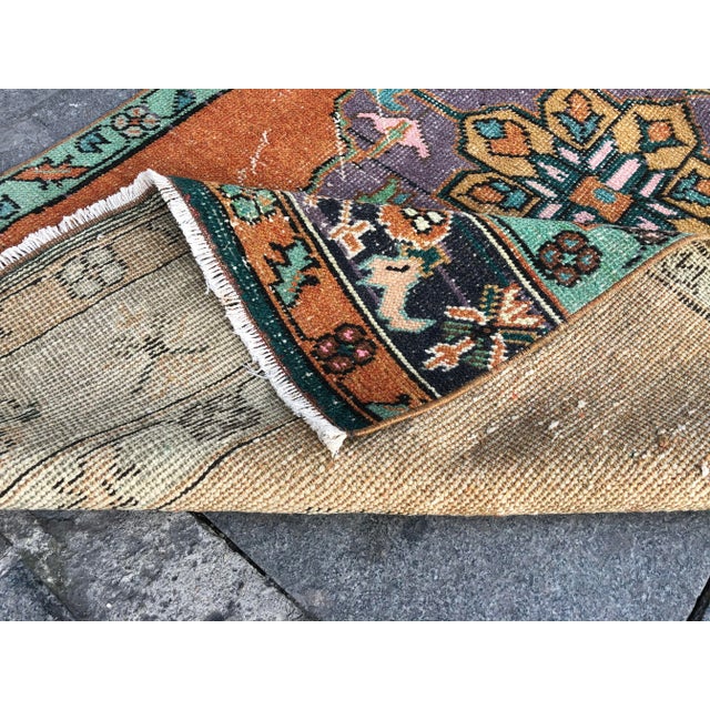 1960s Turkish Orange Handknotted Runner Rug For Sale - Image 4 of 10