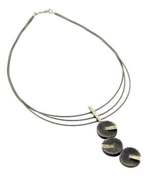Davide Bigazzi Sterling Silver Triple Cable & Drop Pendant Necklace