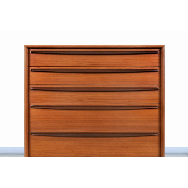 Chocolate Danish Modern Teak Highboy / Chest of Drawers by Svend A. Madsen, 1960s For Sale - Image 8 of 9