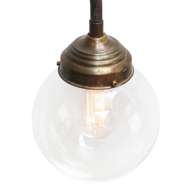 Vintage Clear Glass, Brass and Cast Iron Sconces For Sale - Image 4 of 6
