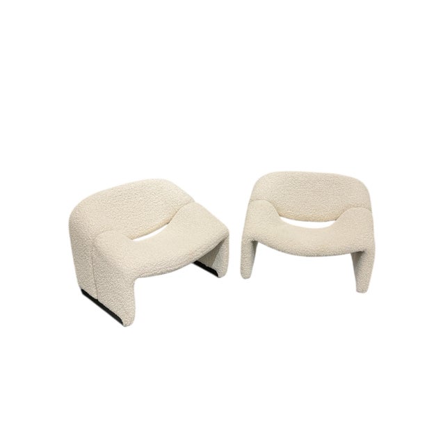 Iconic Groovy chairs designed by Pierre Paulin for Artifort, Europe 1960s. Organic and flowy shape, metal frame, moulded...