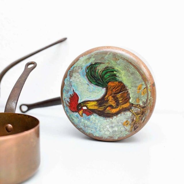 Metal Vintage Hand Painted Rustic Brass Pots, 1960, Set of 5 For Sale - Image 7 of 17