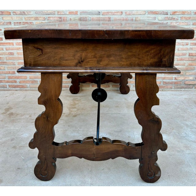Brown Antique Baroque Spanish Desk Table For Sale - Image 8 of 18