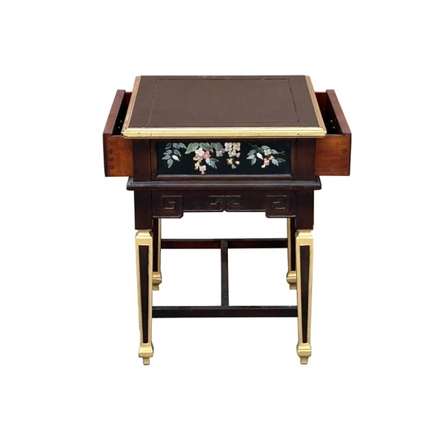 Vintage Chinese Rectangular Color Stone Flower Inlay Accent Side Table For Sale In San Francisco - Image 6 of 8