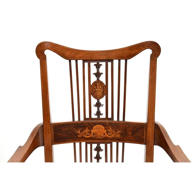 1900 - 1909 Antique Edwardian Armchair in Satin Wood, 1900s For Sale - Image 5 of 11