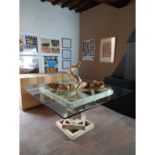 "The Swimmer" Lamp by Pietro Meccani, 1989. Special table lamp made of hand-carved olive wood. Crafted from an olive tree...