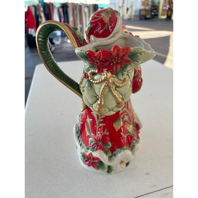 Traditional Vintage Fitz & Floyd St Nicholas Pitcher Ceramic Santa Claus For Sale - Image 3 of 11