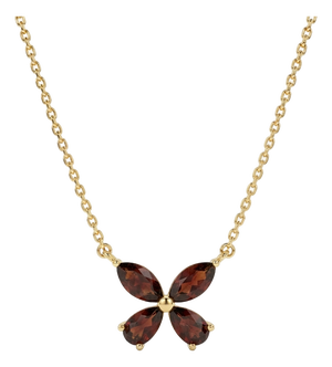 Dainty Garnet Flower Necklace | Gemstone Floral Pendant | January Birthstone Necklace