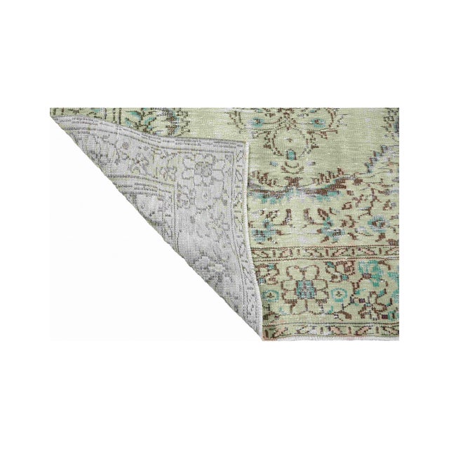 Textile Vintage Green Turkish Oushak Rug - 5`7" X 9`3" For Sale - Image 7 of 7