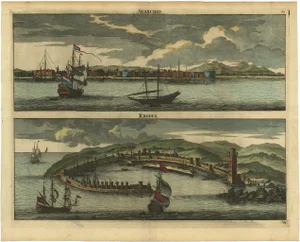 Cornelis de Bruijn, Panoramic Views of Stanchio, Greece and the Island of Rhodes, 1698, Print