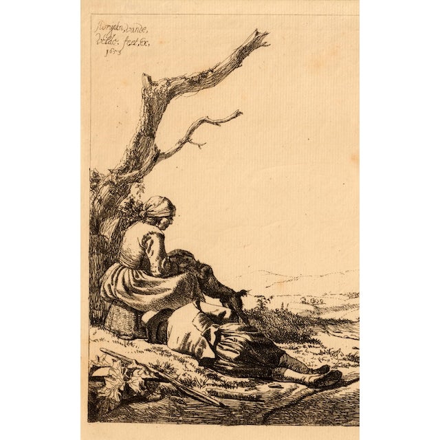 Impressionist Adriaen Van De Velde Old Master Etching of a Golden Age Pastoral Scene W/ Watermark & Collector's Mark For Sale - Image 3 of 12