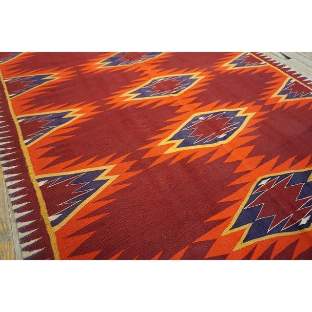 1890s Red Tribal Geometric Antique Navajo Native American Flatweave Small Rug For Sale - Image 9 of 10