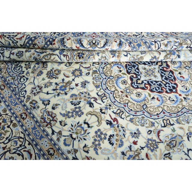 Hand-Knotted Nain 9la Oriental Rug with Silk Content ​ For Sale - Image 9 of 12