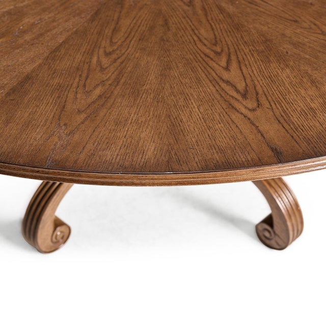 Brown Round Pedestal Dining Table For Sale - Image 8 of 10