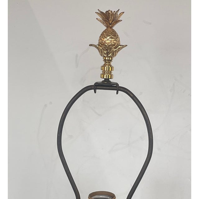 Pair Italian Gilt Metal & Ceramic Pineapple Table Lamps , 1950s For Sale - Image 12 of 15