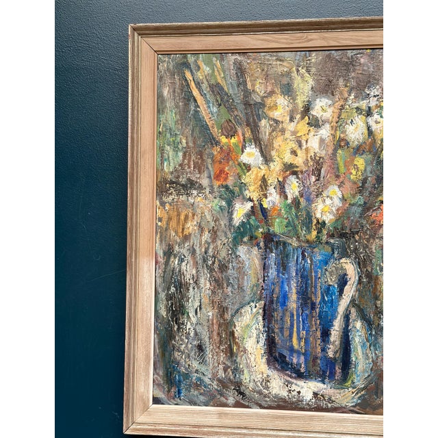 Mid-Century Modern Sven Age, Flowers in Blue Vase, 1950s, Oil on Panel, Framed For Sale - Image 3 of 18