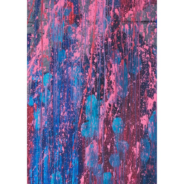2020s "Red Cyan Pink Blue 1" Original Large Abstract Painting by Simon Findlay For Sale - Image 5 of 7