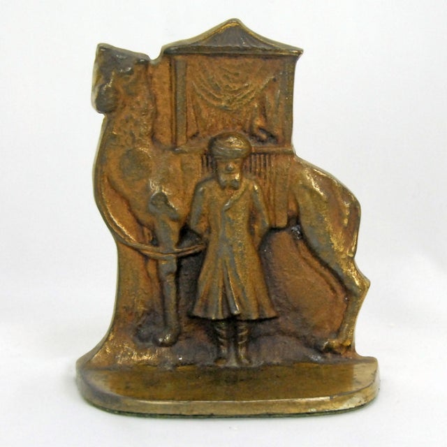 Traditional Pair of Antique Cast Iron Camel Driver & Camel Bookends For Sale - Image 3 of 8