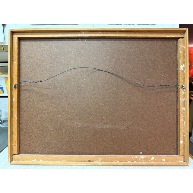 Brutalist Textured Mid Century Bull Art Framed in Walnut For Sale - Image 11 of 11