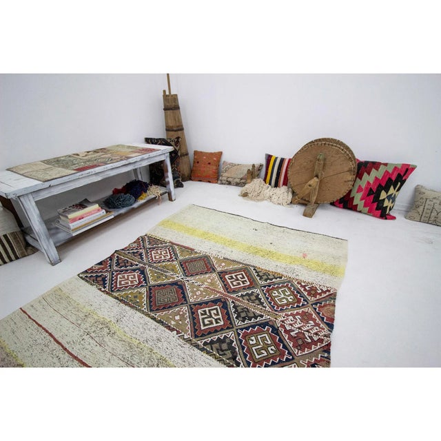 1960s Vintage Kilim Rug- 4′7″ × 5′1″ For Sale In Los Angeles - Image 6 of 7