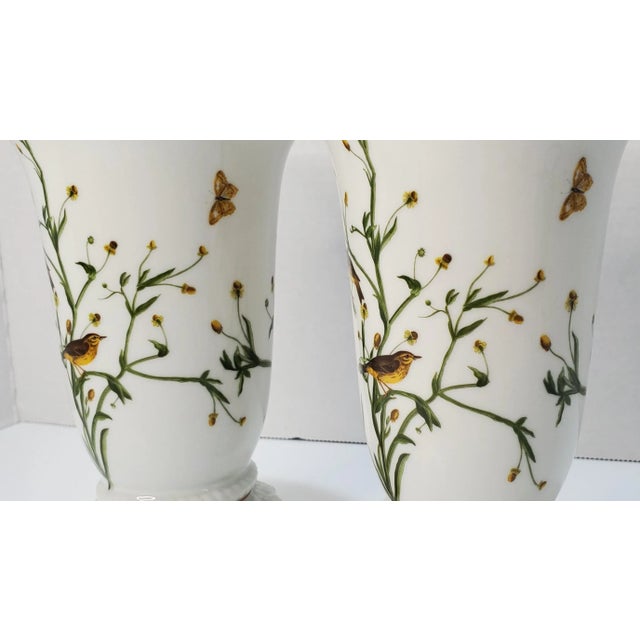 1980s Vintage Rosenthal Classic Rose Bird Motif Vases a Pair For Sale - Image 5 of 8