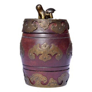 Late 19th Century Chinese Mahogany Barrel Box With Brass Mounts For Sale