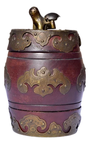 Late 19th Century Chinese Mahogany Barrel Box With Brass Mounts