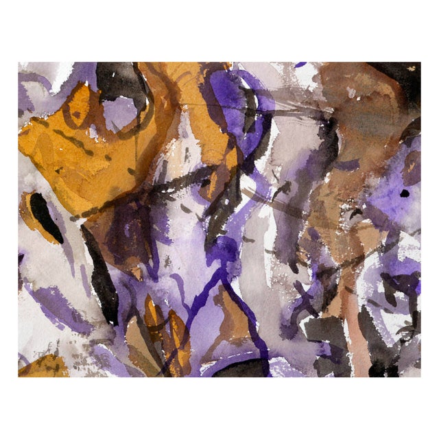 Abstract Expressionism Purple & Ocher Abstract by Les Anderson For Sale - Image 3 of 4