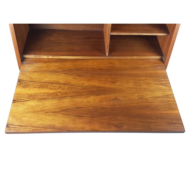 Mid-Century Modern Wooden Drop Off Wall Secretary attributed to Marcel Gascoin, 1950s For Sale - Image 15 of 18