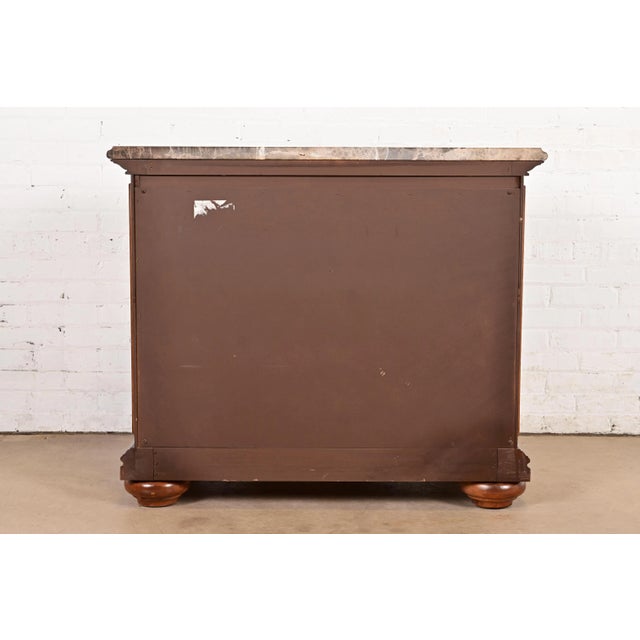 Thomasville French Louis Philippe Burl Wood Marble Top Three-Drawer Dresser Chest For Sale - Image 10 of 11