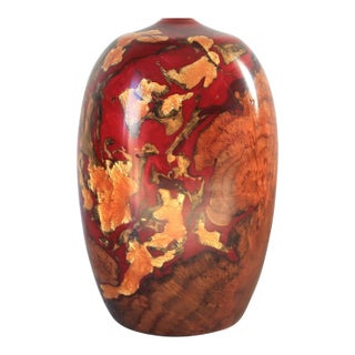 Robert W. Chatelain Black Cherry Burled Wood Hand Turned Vessel For Sale